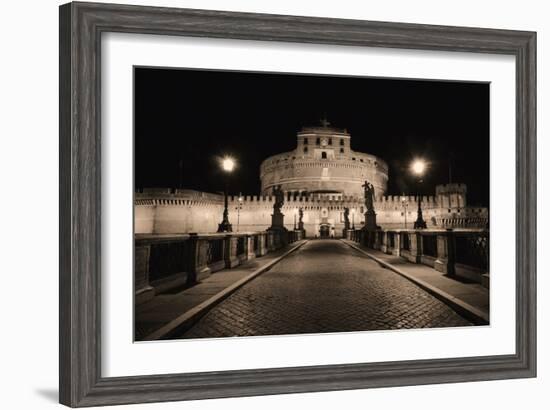 Quiet Night at Castle Sant Angelo, Rome, Italy-George Oze-Framed Photographic Print