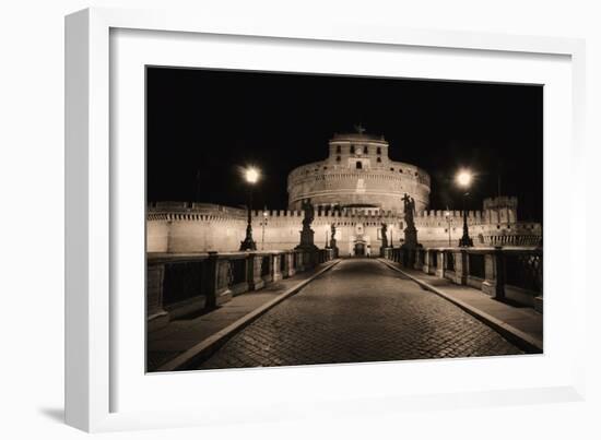 Quiet Night at Castle Sant Angelo, Rome, Italy-George Oze-Framed Photographic Print