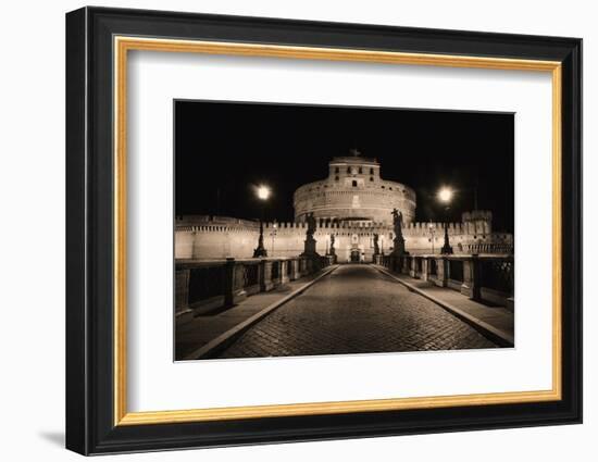 Quiet Night at Castle Sant Angelo, Rome, Italy-George Oze-Framed Photographic Print