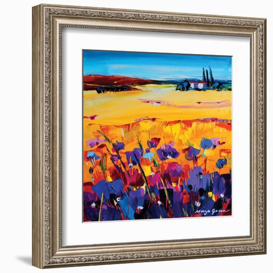 Quiet of the Pasture-Maya Green-Framed Art Print