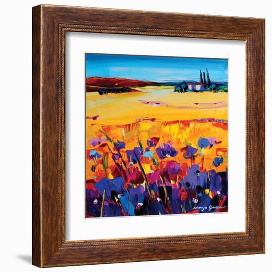 Quiet of the Pasture-Maya Green-Framed Art Print