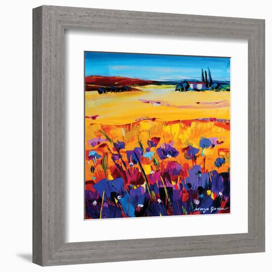 Quiet of the Pasture-Maya Green-Framed Art Print