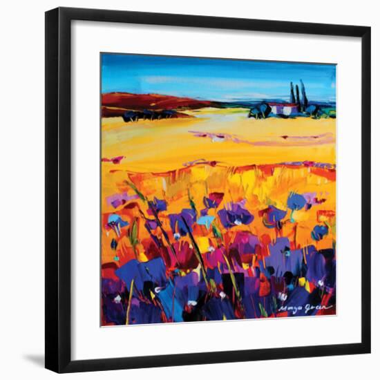 Quiet of the Pasture-Maya Green-Framed Art Print