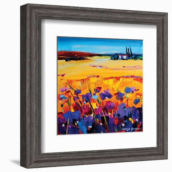 Quiet of the Pasture-Maya Green-Framed Art Print