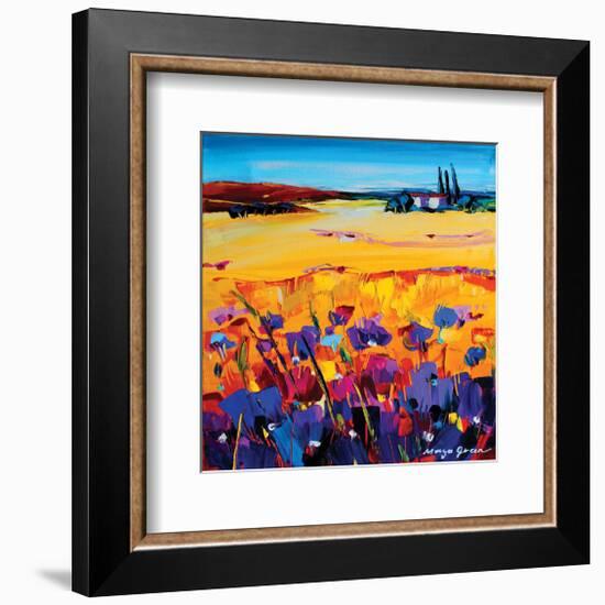 Quiet of the Pasture-Maya Green-Framed Art Print