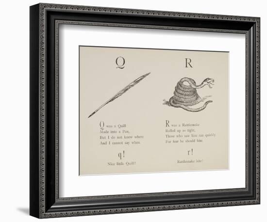 Quill and Rattlesnake From Nonsense Alphabets Drawn and Written by Edward Lear.-Edward Lear-Framed Giclee Print