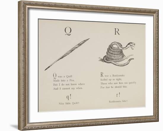 Quill and Rattlesnake From Nonsense Alphabets Drawn and Written by Edward Lear.-Edward Lear-Framed Giclee Print