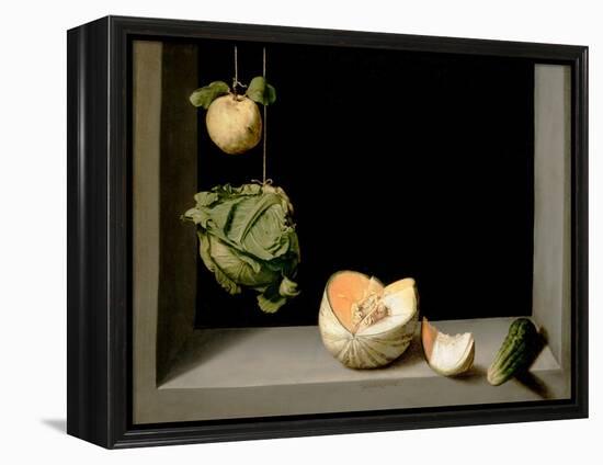 Quince, Cabbage, Melon, and Cucumber, C.1602-Juan Sanchez Cotan-Framed Premier Image Canvas