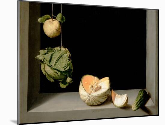 Quince, Cabbage, Melon, and Cucumber, C.1602-Juan Sanchez Cotan-Mounted Giclee Print