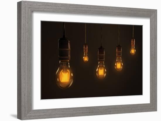 Quintet of Vintage Light Bulbs-chianim8r-Framed Premium Giclee Print