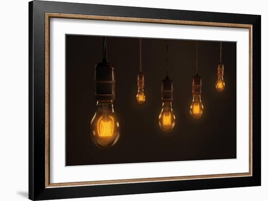 Quintet of Vintage Light Bulbs-chianim8r-Framed Premium Giclee Print