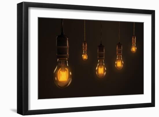 Quintet of Vintage Light Bulbs-chianim8r-Framed Art Print