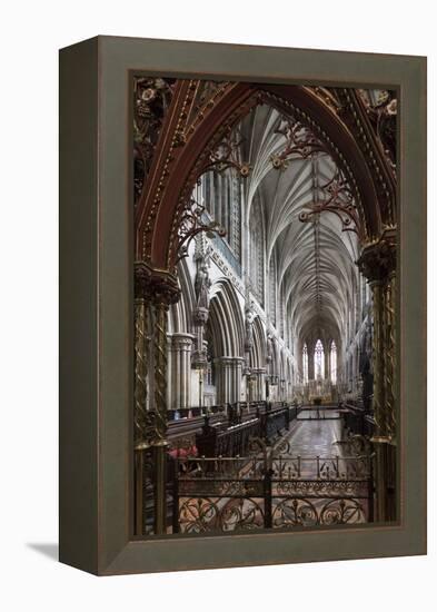 Quire Seen Through the Skidmore Screen, Lichfield Cathedral, Staffordshire, England, United Kingdom-Nick Servian-Framed Premier Image Canvas