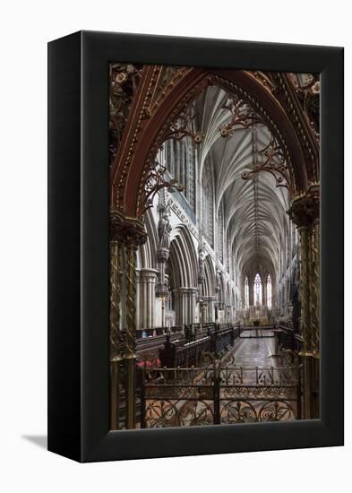 Quire Seen Through the Skidmore Screen, Lichfield Cathedral, Staffordshire, England, United Kingdom-Nick Servian-Framed Premier Image Canvas