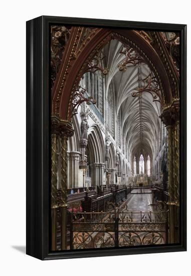 Quire Seen Through the Skidmore Screen, Lichfield Cathedral, Staffordshire, England, United Kingdom-Nick Servian-Framed Premier Image Canvas