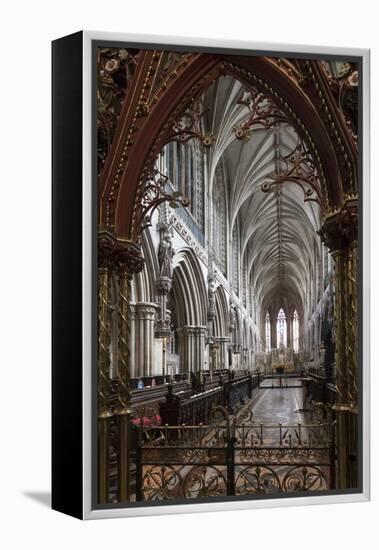 Quire Seen Through the Skidmore Screen, Lichfield Cathedral, Staffordshire, England, United Kingdom-Nick Servian-Framed Premier Image Canvas