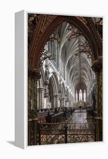 Quire Seen Through the Skidmore Screen, Lichfield Cathedral, Staffordshire, England, United Kingdom-Nick Servian-Framed Premier Image Canvas