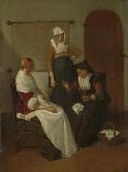 Interior with Two Men by the Fireside,-Quiringh Gerritsz van Brekelenkam-Art Print