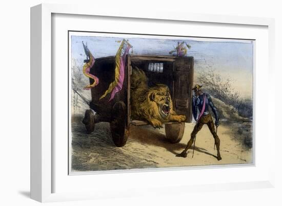 Quixote and Lion-Edmond Morin-Framed Art Print