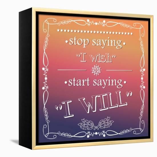 Quote, Inspiration Message, Typographical Background-BlueLela-Framed Stretched Canvas