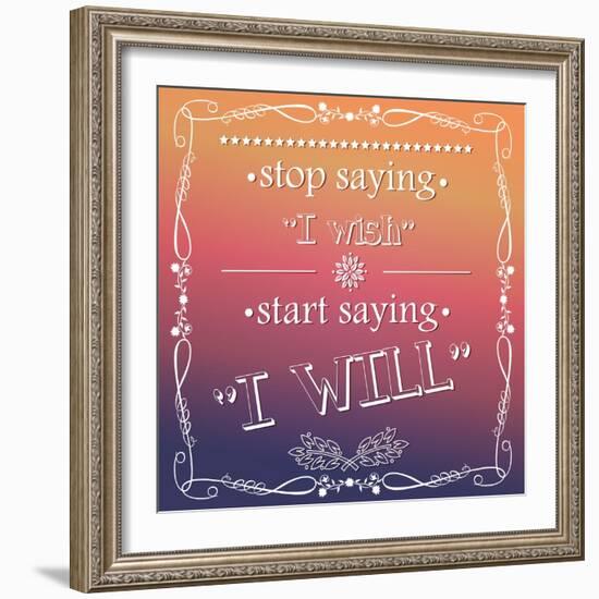 Quote, Inspiration Message, Typographical Background-BlueLela-Framed Art Print