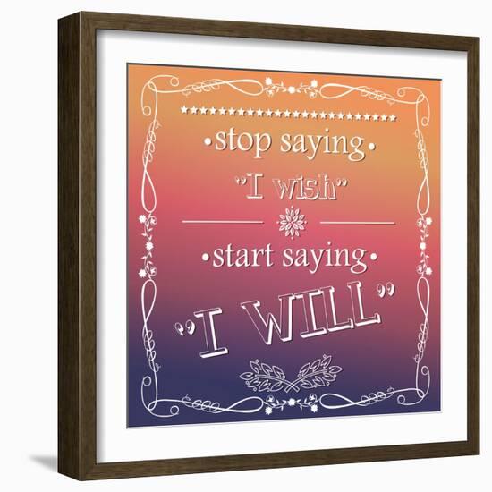 Quote, Inspiration Message, Typographical Background-BlueLela-Framed Art Print