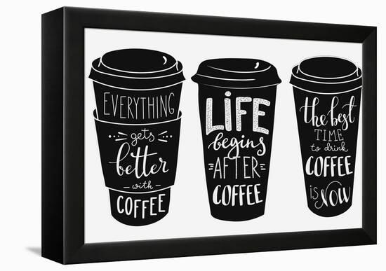 Quote Lettering on Coffee Paper Cup Shape Set-Lelene-Framed Stretched Canvas