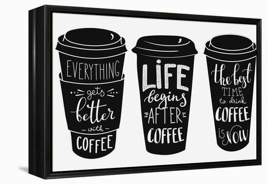 Quote Lettering on Coffee Paper Cup Shape Set-Lelene-Framed Stretched Canvas