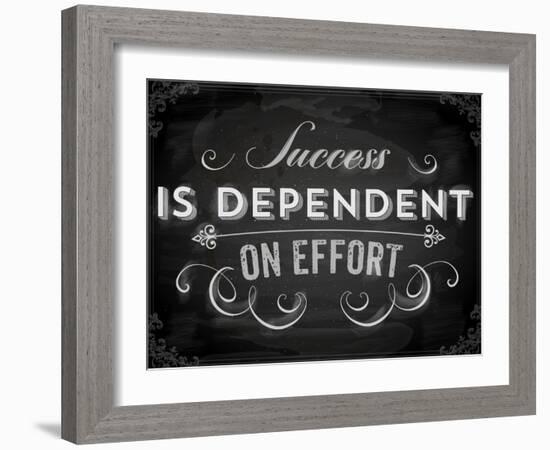 Quote Typographical Background, Vector Design. Success is Dependent on Effort. Chalkboard Style.-Ozerina Anna-Framed Art Print