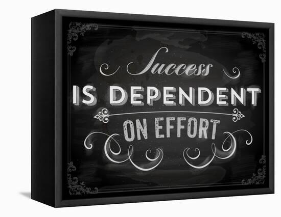 Quote Typographical Background, Vector Design. Success is Dependent on Effort. Chalkboard Style.-Ozerina Anna-Framed Stretched Canvas