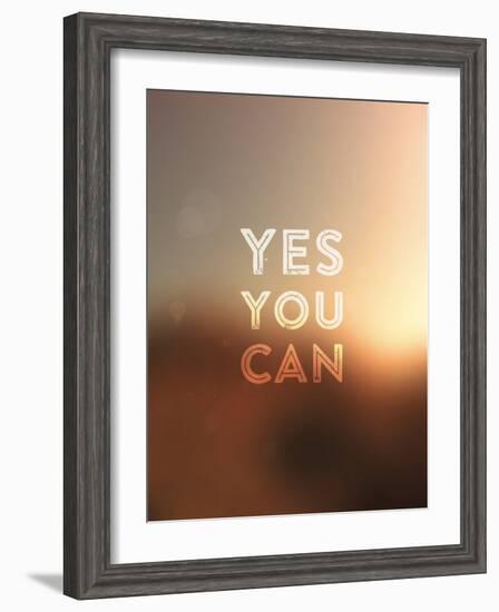 Quote Typographical Background, Vector Design. Yes, You Can. Blurred Abstract Background-Ozerina Anna-Framed Art Print