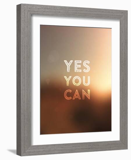 Quote Typographical Background, Vector Design. Yes, You Can. Blurred Abstract Background-Ozerina Anna-Framed Art Print