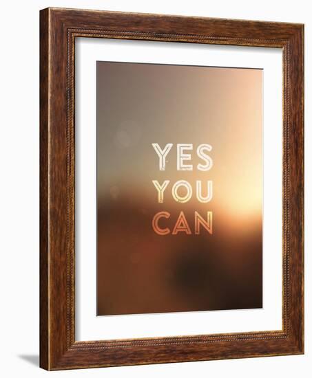 Quote Typographical Background, Vector Design. Yes, You Can. Blurred Abstract Background-Ozerina Anna-Framed Art Print