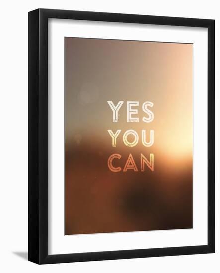 Quote Typographical Background, Vector Design. Yes, You Can. Blurred Abstract Background-Ozerina Anna-Framed Art Print