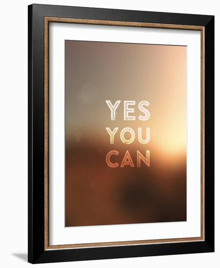 Quote Typographical Background, Vector Design. Yes, You Can. Blurred Abstract Background-Ozerina Anna-Framed Art Print