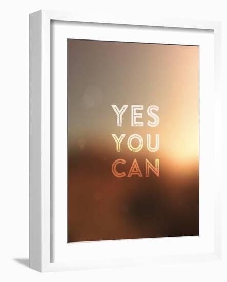 Quote Typographical Background, Vector Design. Yes, You Can. Blurred Abstract Background-Ozerina Anna-Framed Art Print