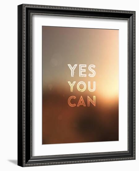 Quote Typographical Background, Vector Design. Yes, You Can. Blurred Abstract Background-Ozerina Anna-Framed Art Print