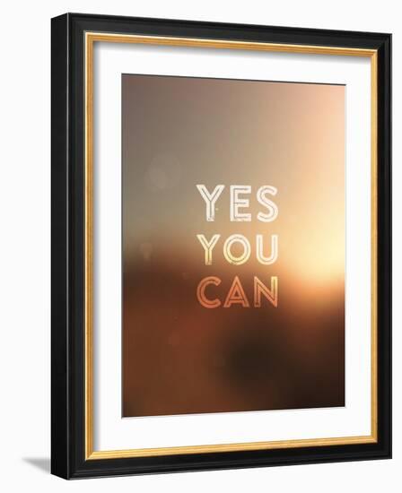 Quote Typographical Background, Vector Design. Yes, You Can. Blurred Abstract Background-Ozerina Anna-Framed Art Print