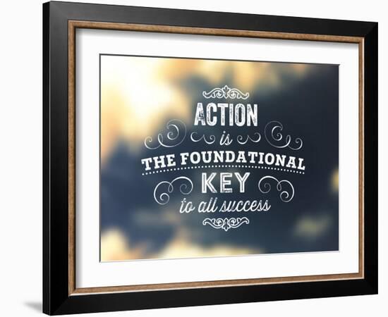 Quote Typographical Poster, Vector Design. Action is the Foundational Key to All Success. Smooth-Ozerina Anna-Framed Art Print