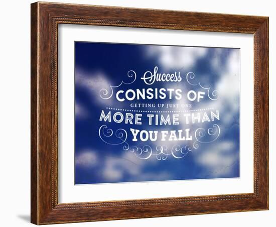 Quote Typographical Poster, Vector Design. Success Consists of Getting up Just One More Time than-Ozerina Anna-Framed Art Print