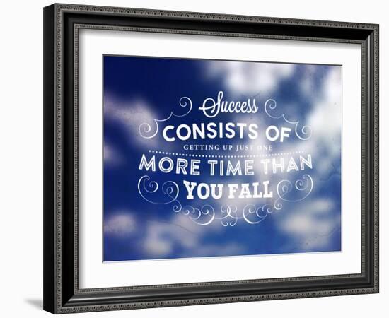 Quote Typographical Poster, Vector Design. Success Consists of Getting up Just One More Time than-Ozerina Anna-Framed Art Print