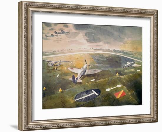 R.A.F. Planes on an Airfield-Eric Ravilious-Framed Giclee Print