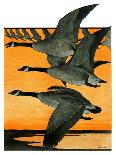Geese Flying in Formation-R.H. Gamble-Mounted Giclee Print