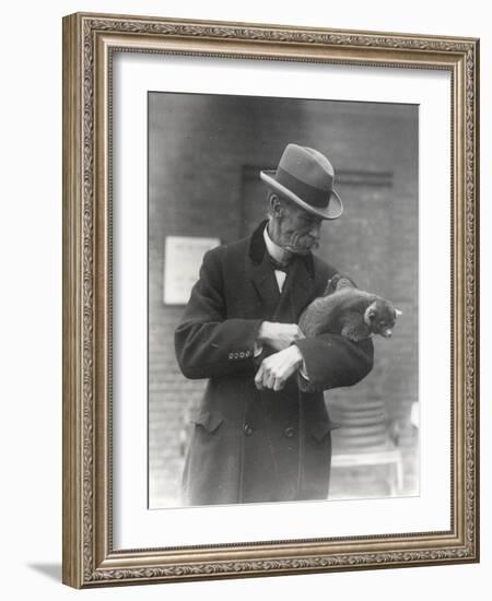 R. I. Pocock with a Kinkajou-Frederick William Bond-Framed Photographic Print