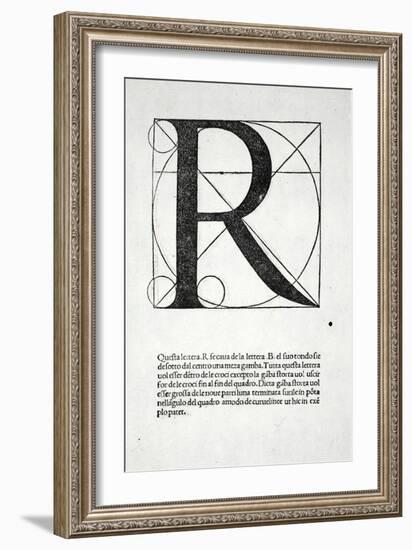 R, Illustration from 'Divina Proportione' by Luca Pacioli (C.1445-1517), Originally Pub. Venice,…-Leonardo da Vinci-Framed Giclee Print