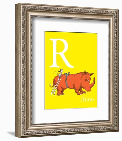 R is for Rhino (yellow)-Theodor (Dr. Seuss) Geisel-Framed Art Print