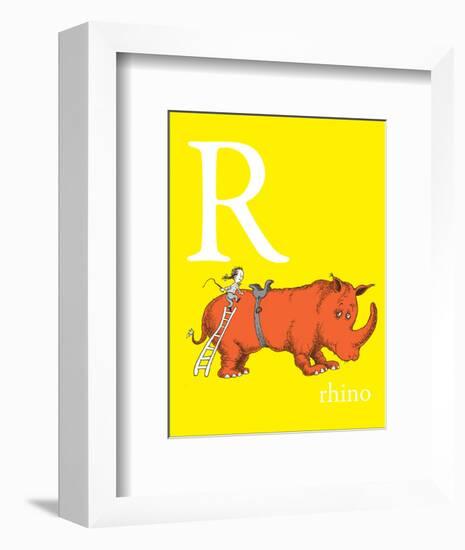 R is for Rhino (yellow)-Theodor (Dr. Seuss) Geisel-Framed Art Print