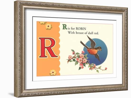 R is for Robin-null-Framed Art Print