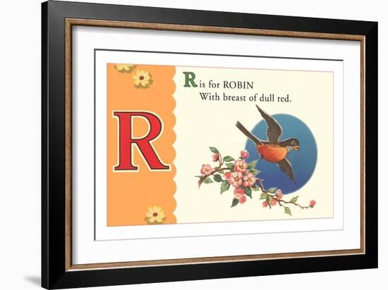 R is for Robin-null-Framed Art Print