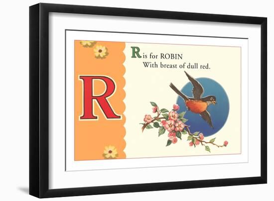 R is for Robin-null-Framed Art Print